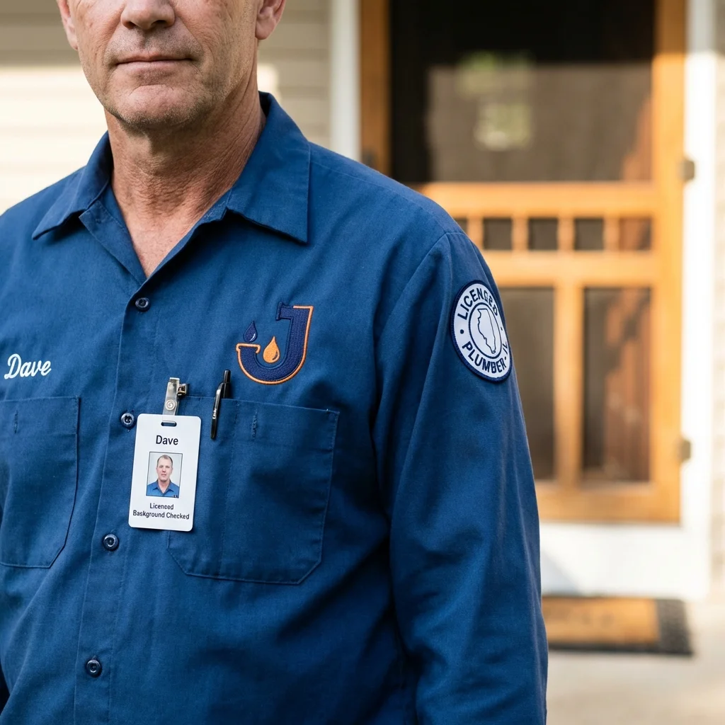 Licensed plumber showing ID badge in Saranac Lake, NY