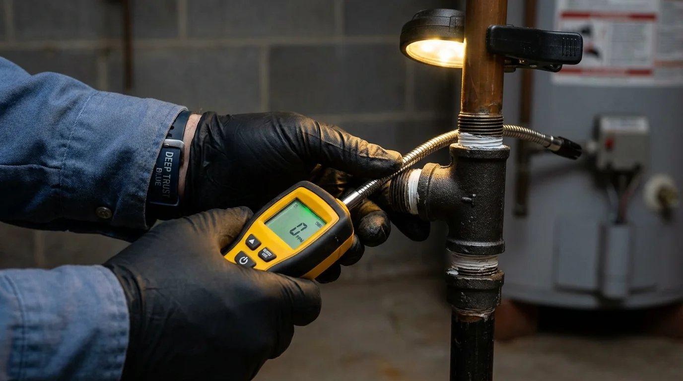 Gas leak detection with electronic sniffer by Johns Plumbing LLC in Saranac Lake