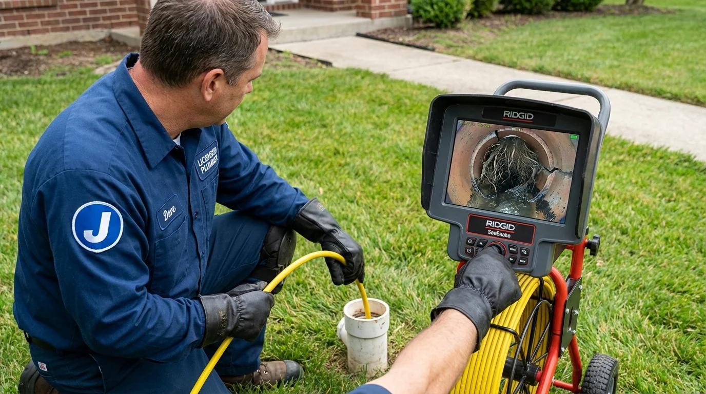 Sewer camera inspection being performed by Johns Plumbing LLC in Saranac Lake
